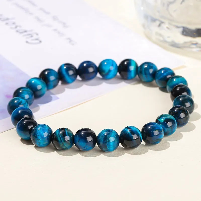 Elevate Your Style with JD Natural Blue Tiger Eye Beaded Bracelets - Unisex Reiki Healing & Meditation Charm Bangles