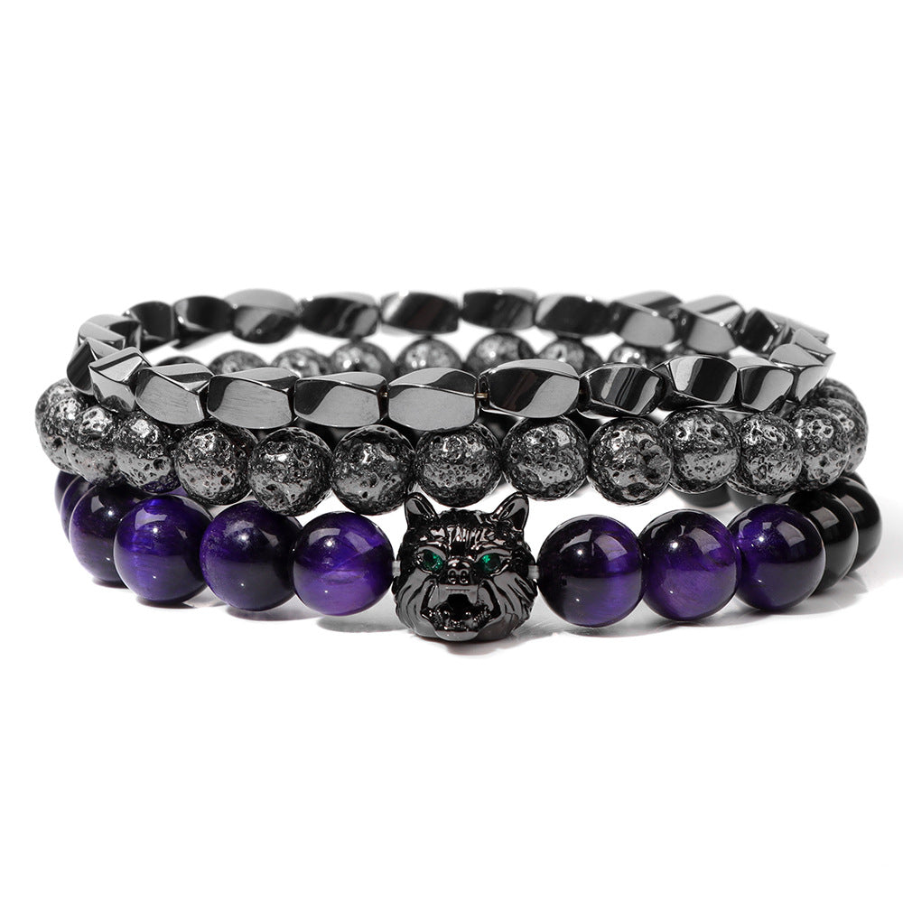 Wolf Head Men's Bracelet