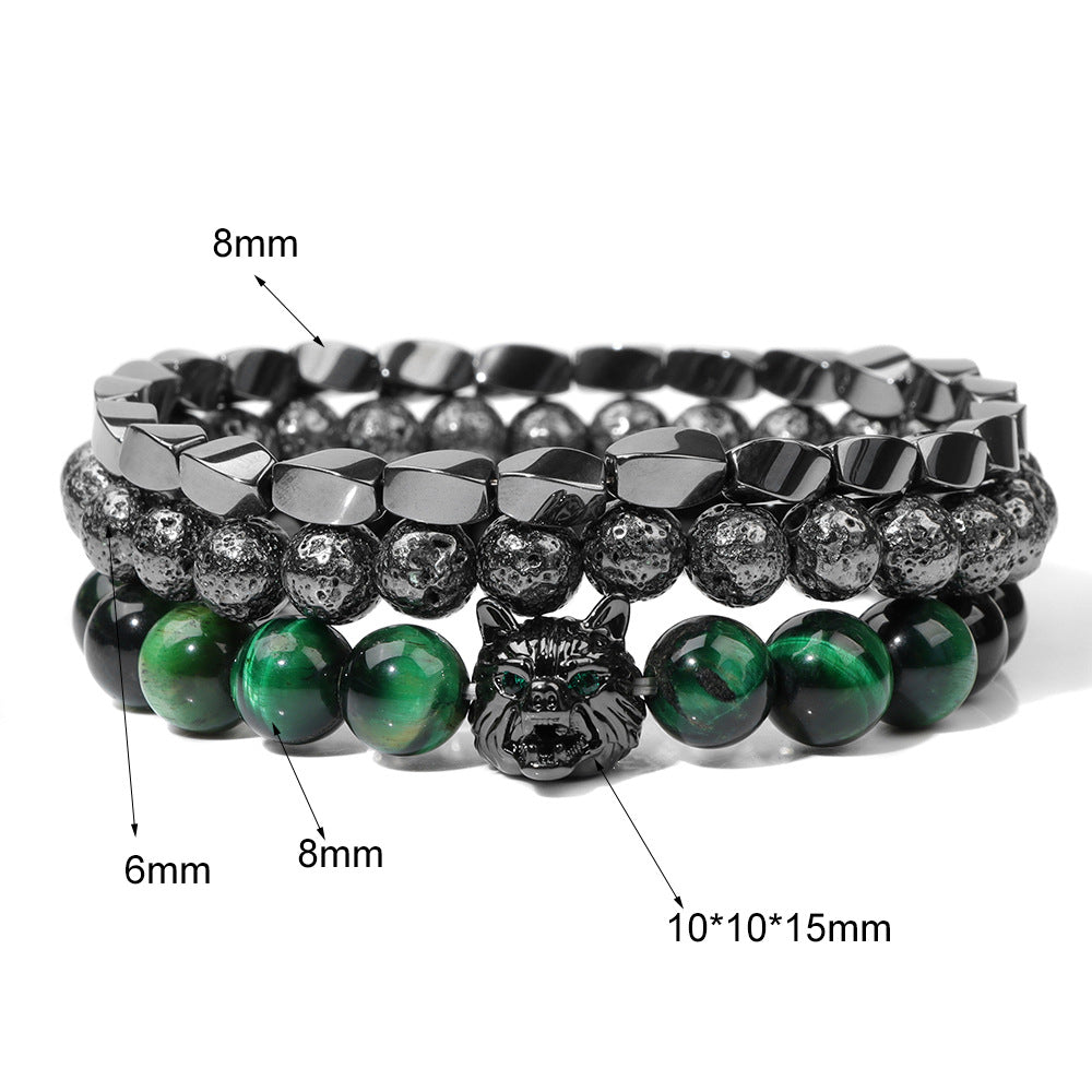Wolf Head Men's Bracelet