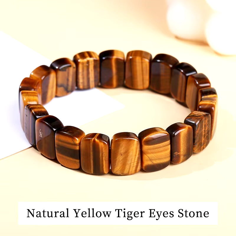 Elevate Your Style with the JD Natural Stone Yellow Tiger Eye Bead Square Bangles - Handmade Reiki Healing Bracelet for Men and Women - Perfect Yoga Wrist Jewelry and Couples Gift