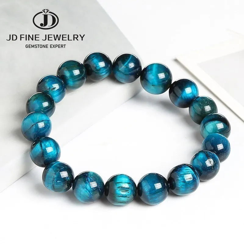 Elevate Your Style with JD Natural Blue Tiger Eye Beaded Bracelets - Unisex Reiki Healing & Meditation Charm Bangles