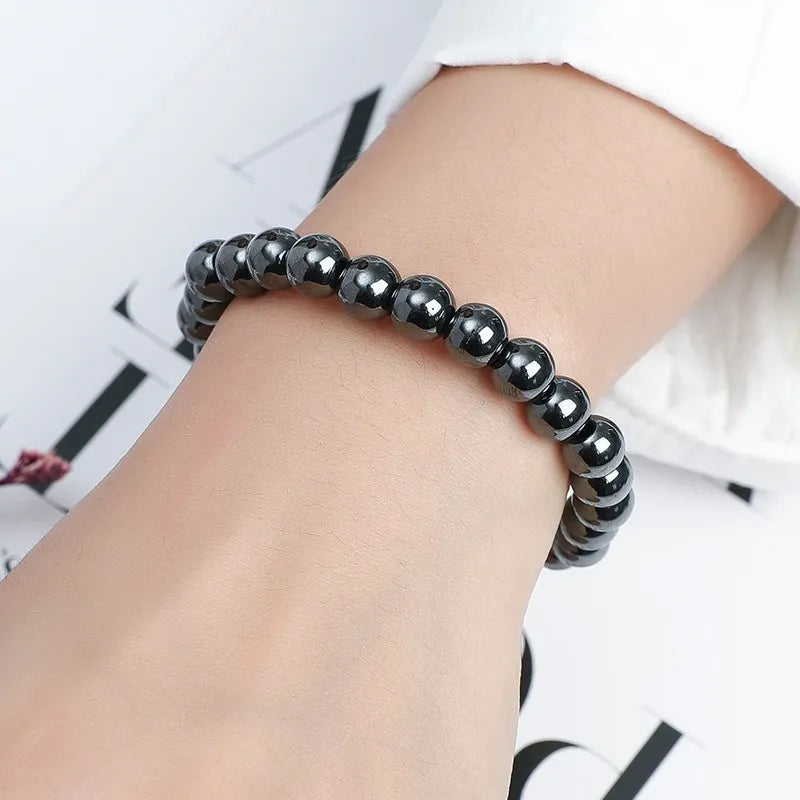 JD Natural Black Hematite Stone Bracelets Men Women Magnetic Beads Charm Chakra Yoga Energy Strand Bangles Wristband Jewelry