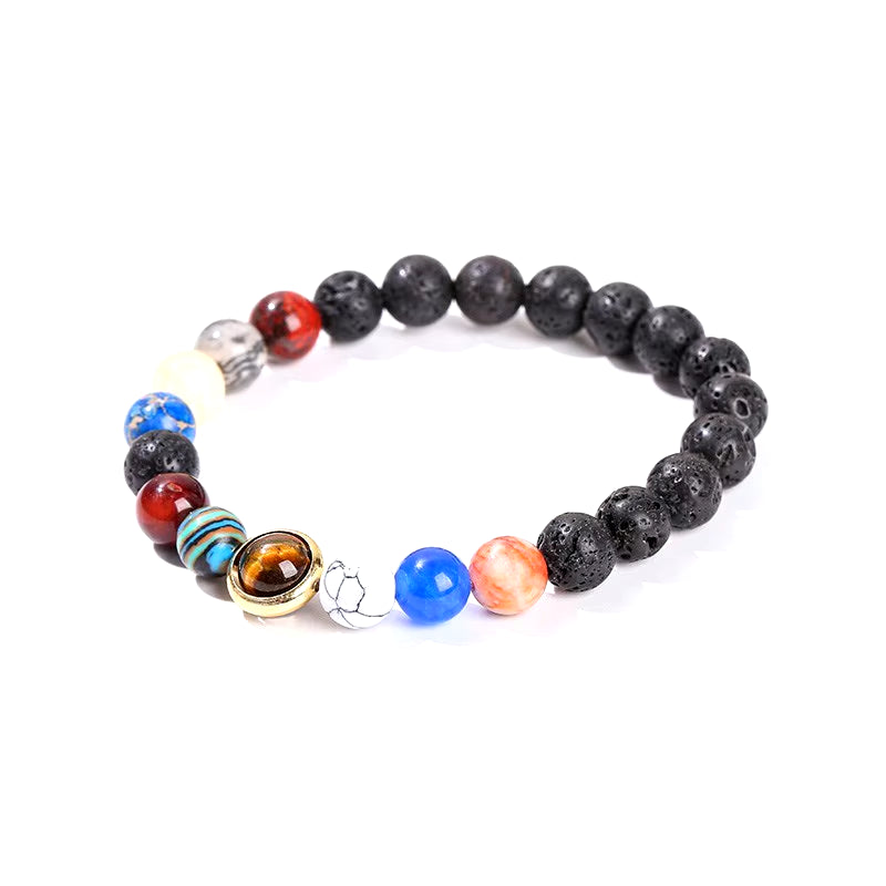 Elevate Your Style with the JD Natural Stone Eight Planets Bead Bracelet - Unisex Chakra Bangle for Yoga and Balance
