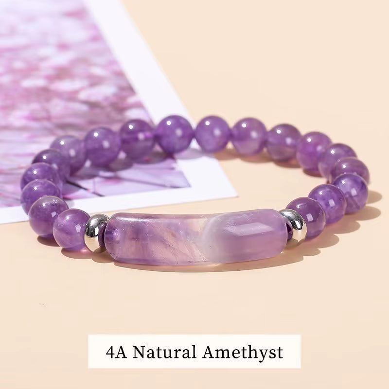 Tiger Eye Amethyst Rectangle Bar Charm 