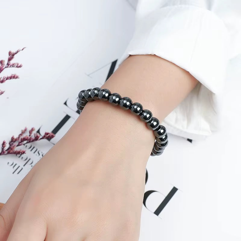 JD Natural Black Hematite Stone Bracelets Men Women Magnetic Beads Charm Chakra Yoga Energy Strand Bangles Wristband Jewelry