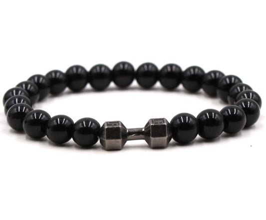 Black Volcanic Stone Bracelet - 8mm Matte Beads