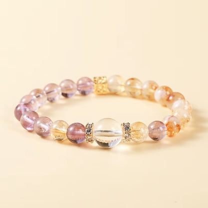 JD Natural Amethyst Lucky Bead Bracelets Romantic Elegant Healing Crystal Hanmade Stretch Bangles Couple Wrist Jewelry for Women