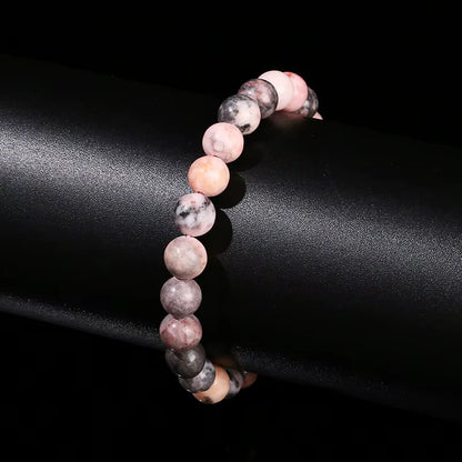 Elevate Your Style with the JD Natural Stone Pink Zebra Jasper Bead Bracelet - A Vintage Charm for Yoga and Meditation