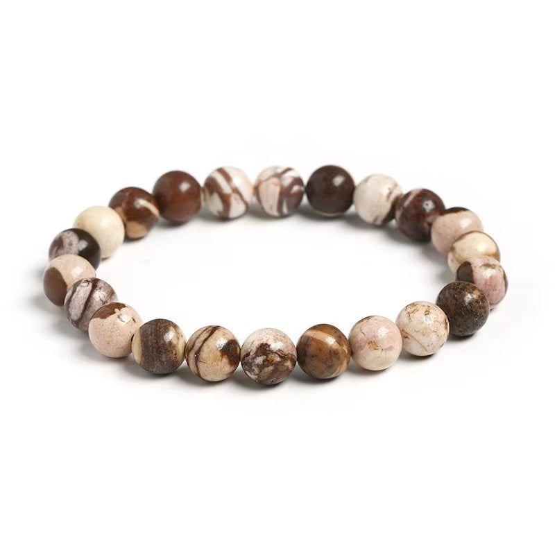JD Natural Zebra Stripes Jasper Bracelets for Men and Women – Vintage Yoga Meditation Strand Bangles – Perfect Gift for Charm and Elegance