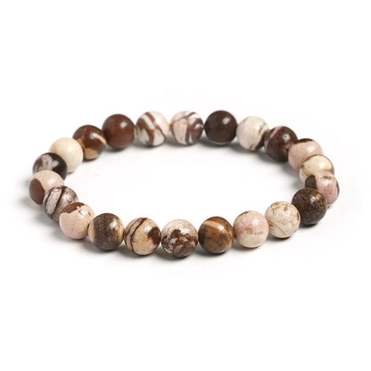 JD Natural Zebra Stripes Jasper Bracelets for Men and Women – Vintage Yoga Meditation Strand Bangles – Perfect Gift for Charm and Elegance