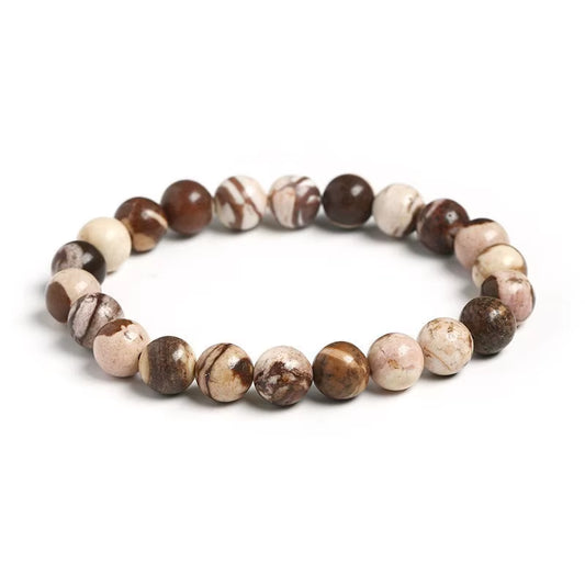 JD Natural Zebra Stripes Jasper Bracelets for Men and Women – Vintage Yoga Meditation Strand Bangles – Perfect Gift for Charm and Elegance